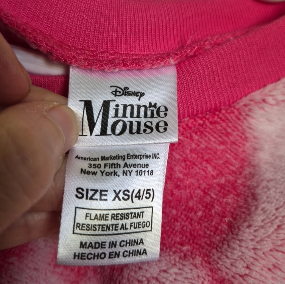 Disney Girls Size XS 4/5 Pink Minnie Mouse Fleece Pullover - Picture 2 of 10